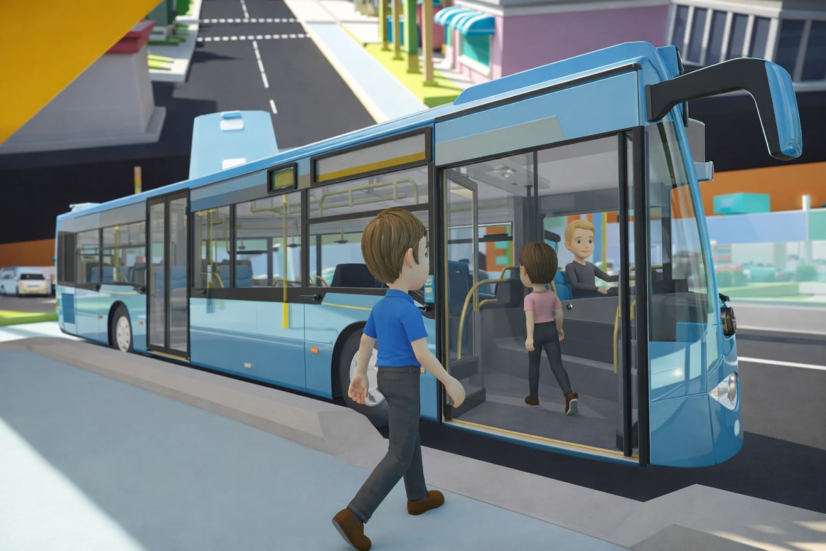 Посадка пассажиров в автобус